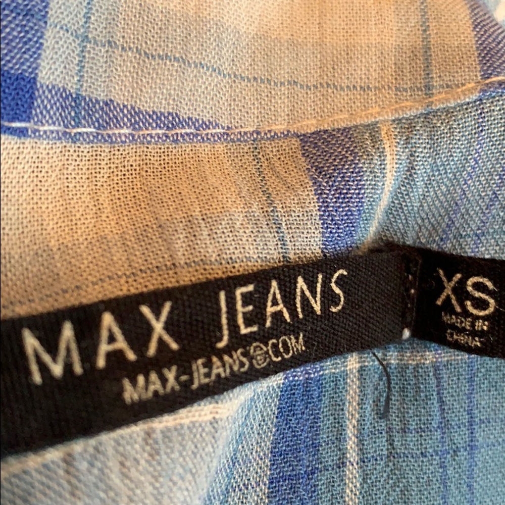 Blue and White Button Down Top Max Jeans XS - Picture 3 of 4